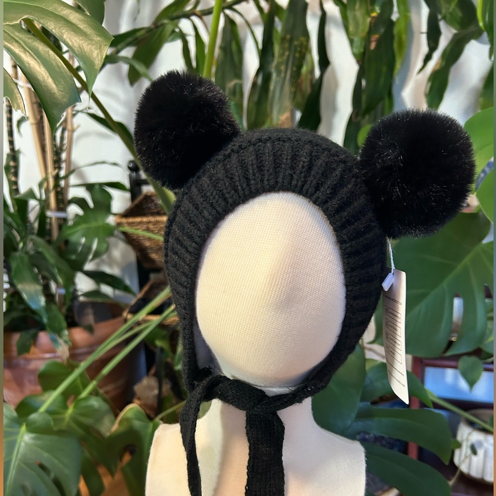 Black Knit Pom Pom Hat